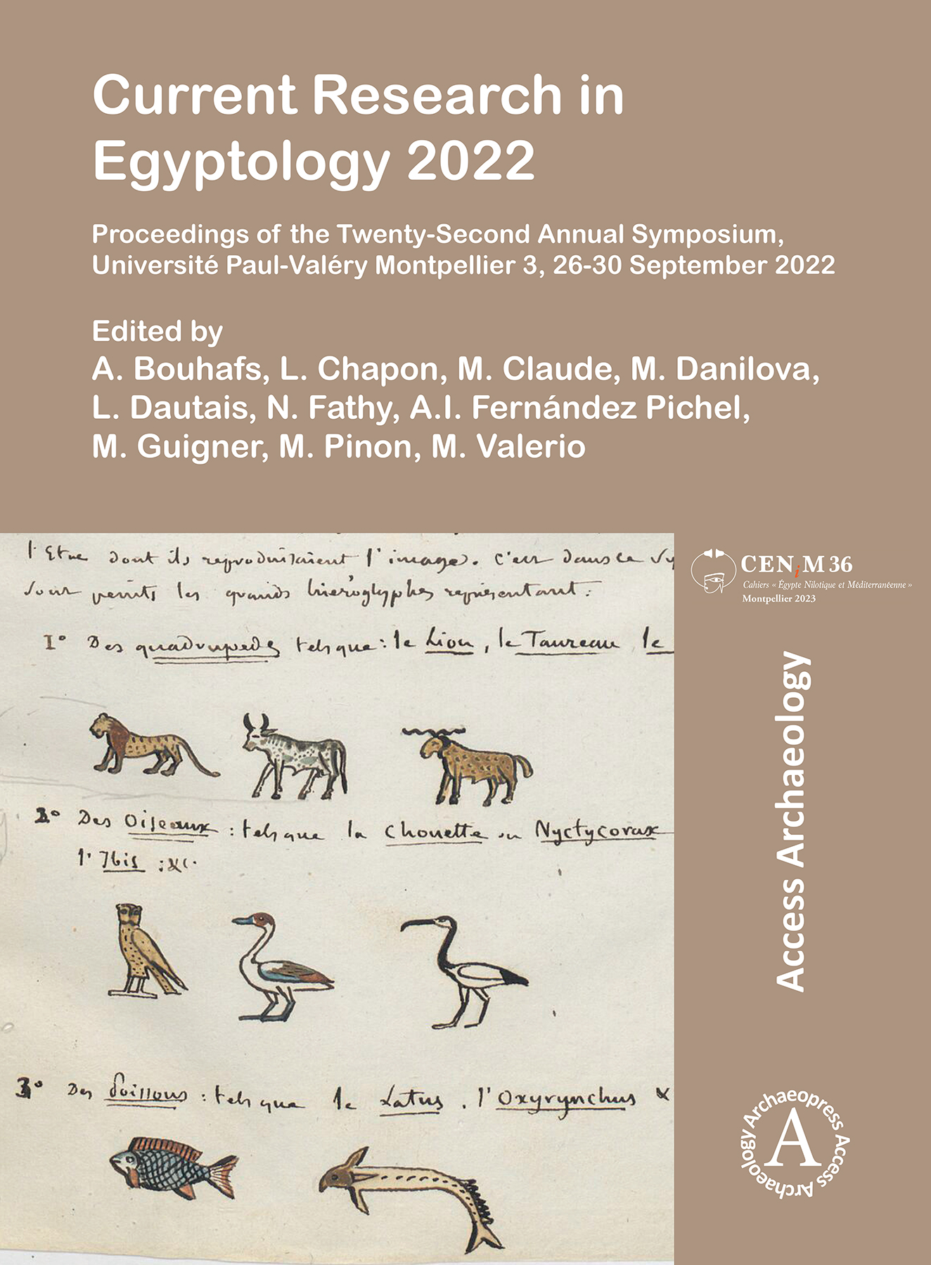  Edited by A. Bouhafs, L. Chapon, M. Claude, M. Danilova, L. Dautais, N. Fathy, A.I. Fernández Pichel, M. Guigner, M. Pinon, M. Valerio,  Current Research in Egyptology 2022. Proceedings of the Twenty-Second Annual Symposium, Université Paul-Valéry Montpellier 3, 26-30 September 2022 